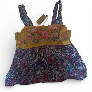 NATURAL LIFE Mustard and Purple Embroidered Camisole